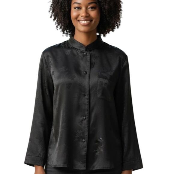 Robert Louis Mandrin Silk Top Black Womens Size Large - Picture 1 of 6